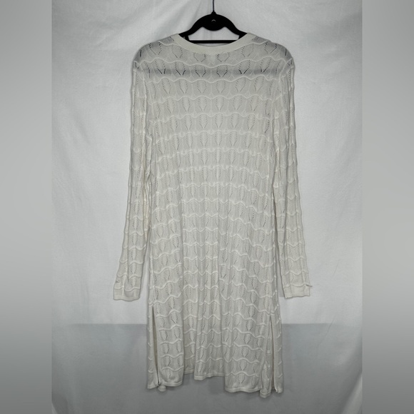 WHBM White Open Front Cardigan Long Lightweight Open Knit Sweater Sz XL - Picture 2 of 9